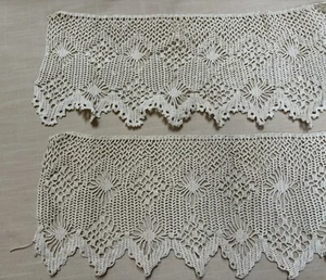 Crochet Trim Handmade Vintage Lace 2 pcs. 12" x 5.5" Dress Edging, Collars/Cuffs - Picture 1 of 4