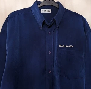 Paul Smith Shirt Mens Size Medium Button Up Blue Long Sleeve Peached Polyester - Picture 1 of 11