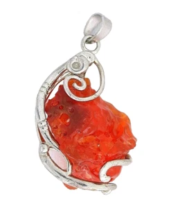 Mexican Opal Wirewrapped Crystal Silver Color Pendant 22 Inch Snake Chain EPC103 - Picture 1 of 3