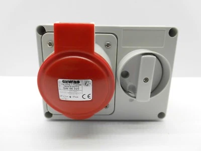 GEWISS GW66020 32 AMP 415 VOLT 5 PIN RED IP44 INTERLOCKED SWITCHED SOCKET  - Image 1 of 4