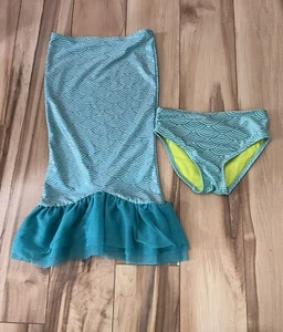Disney Little Mermaid Ariel 2pc Swim Skirt & Bikini Bottom Teal Size 5/6 Girls - Picture 1 of 7