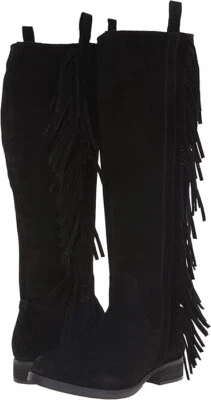 NUEVO EN CAJA BOTAS ALTAS Steven by Steve Madden DALTON CUERO GAMUZA NEGRO con flecos - 10 Foto 1 de 4