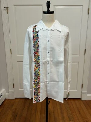 Camisa XL Hecha a Mano Manga Larga San Antonino Bordada Guayabera Mexicana. Foto 1 de 4