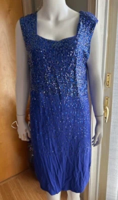 NEW Vertigo Paris Royal Blue Sequin Front Dress Viscose Elastane Size XL - Image 1 of 4