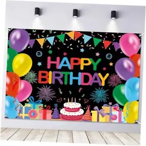 Colorful Happy Birthday Backdrop Banner Large Happy Birthday Sign Banner 5x3ft - Picture 1 of 8