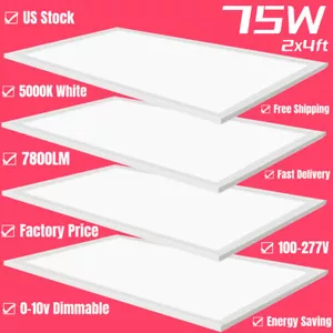 4x 75W 2x4 LED Flat Panel Light 5000K Ultra-thin Ceiling Kitchen/Office Lighting - Picture 1 of 11