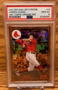 2022 Topps Baller 16/25 Jarren Duran RC PSA 10 Jersey # Red Sox Rookie 🍀 - Foto 1 di 2
