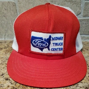 Vintage Ford Midway Truck Center Patch Trucker Snapback Hat Made In U.S.A. EUC  - Picture 1 of 8
