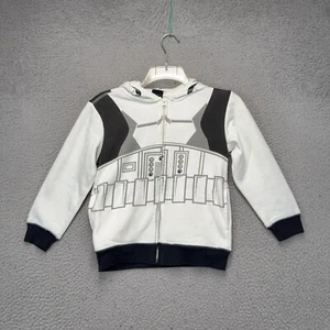 Star Wars Stormtrooper Hoodie Boys Small White Full Zip Hooded Disney Casual - Picture 1 of 9