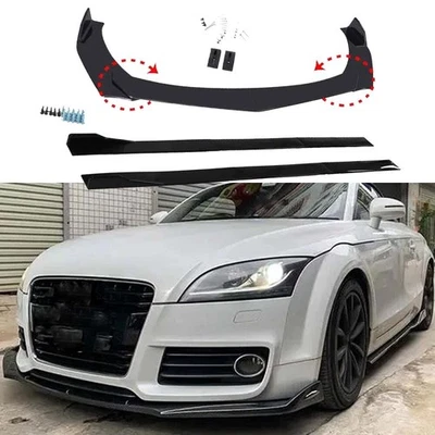 For Audi A3 A4 B8 S3 S4 78.7" Side Skirt + Front Bumper Lip Splitter Spoiler Lip Foto 1 de 4