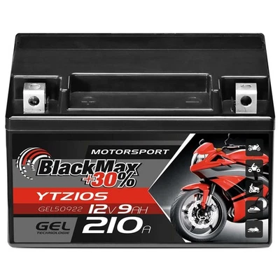 BlackMax YTZ10-S Motorradbatterie GEL 12V 9Ah 50922 GTZ10-S YTZ10S-BS GEL12-10B4 - Bild 1 von 4