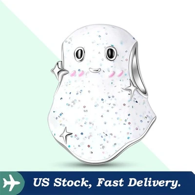 KUNSIR 925 Sterling Silver Charm Glowing Cute Ghost Bead Charm for Bracelet DIY - Image 1 of 4