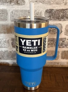 Yeti Rambler 42 Oz Mug w/ Straw Lid Big Wave Blue NEW Stainless Steel - Picture 1 of 7
