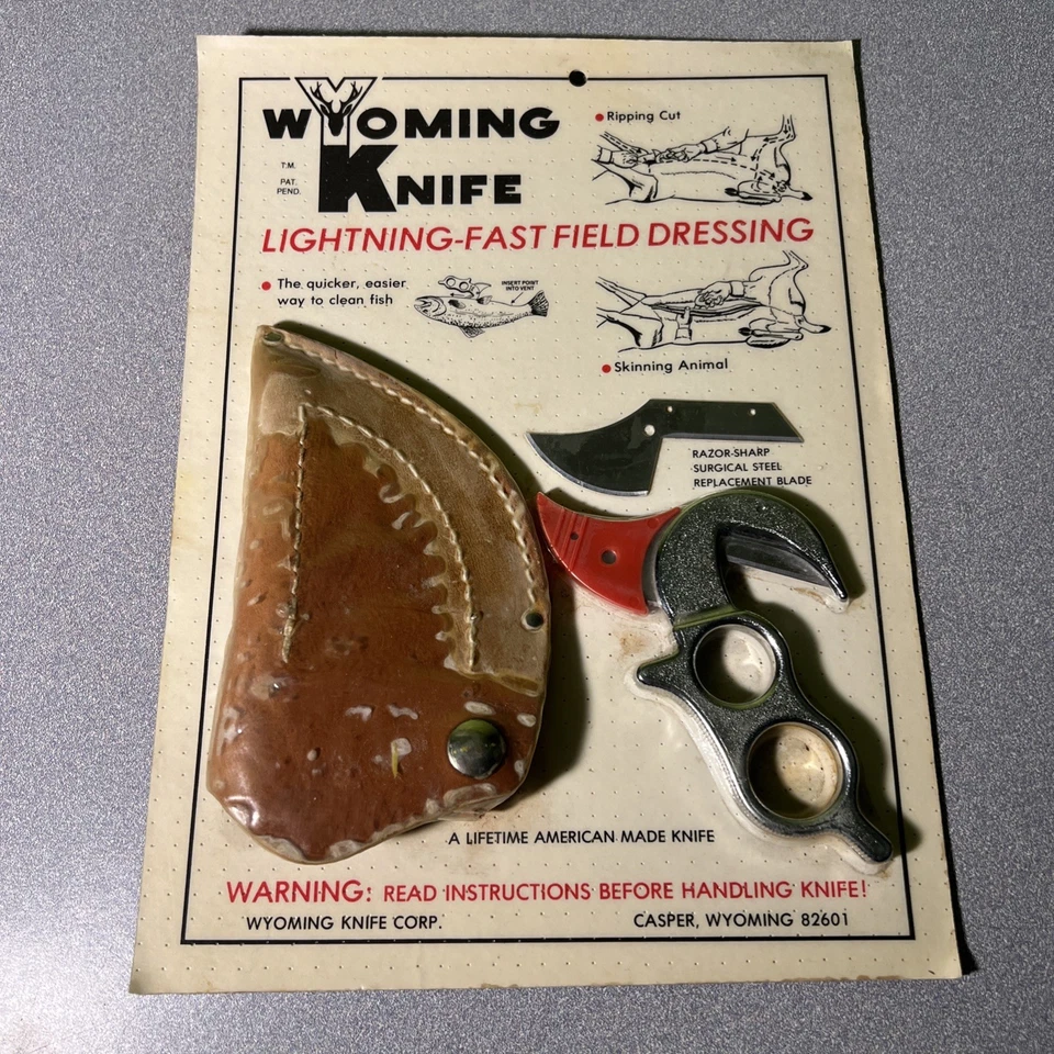 Cuchillos de colección WKC Wyoming "Avestimiento de campo" cuchillo desollador con funda EE. UU. Nuevo de Lote Antiguo Foto 1 de 4
