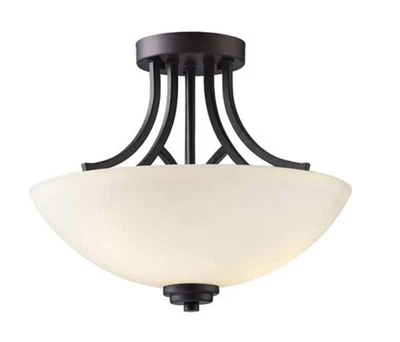 Canarm ISF421A03 Somerset 3 Light 15"W Semi Flush Bowl Ceiling - Bronze - Image 1 of 2