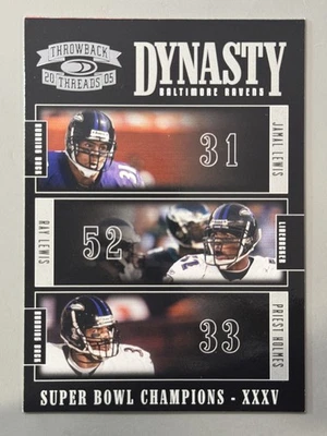 Ray Lewis Priest Holmes 2005 Donruss Throwback Threads Dynasty Ravens #D-1 - Image 1 of 2