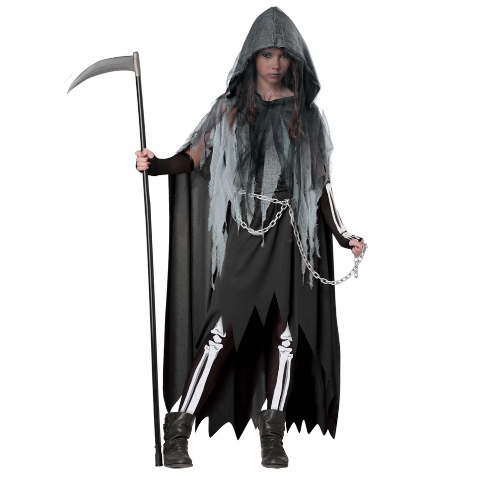 Miss Grim Reaper Death Ghost Spirit Ghoul Halloween Tween Girls Costume - Image 1 of 1