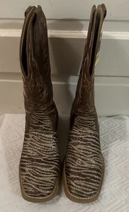 Roper Damengröße 7,5 metallisch braun Glitzer Zebra Cowboy Westernstiefel - Bild 1 von 7