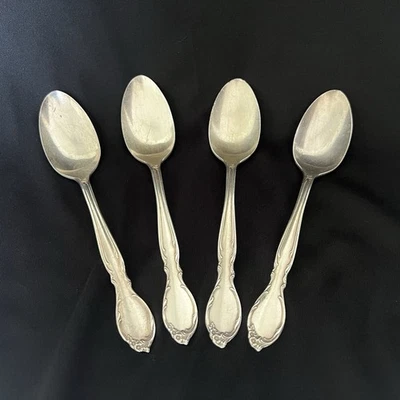 4 cucharas de té plateadas WM Rogers 1959 IS Moonlight Lovelight Victorian Royal Foto 1 de 4