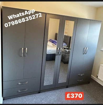 Brand New 7ft6 Wardrobe With Drawers/Mirrors,  Many Colours,  Free Delivery ❤️  - Image 1 of 4
