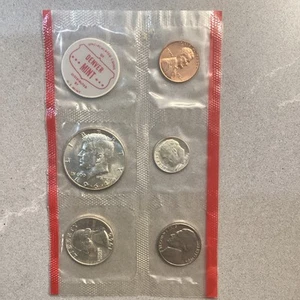 1964 US Mint Uncirculated 5 Coin Set Denver Original Cello 90% Silver free ship! - Picture 1 of 5