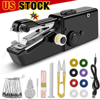 DIY Mini Sewing Machine Electric Stitch Portable Hand Cordless Travel Household - Image 1 of 4