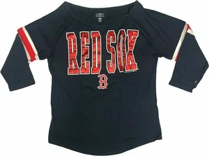 Boston Red Sox Women's Long Sleeve T-Shirt Foil Logo Navy Small 4/6 - Picture 1 of 2