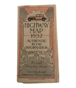 VTG Jamestown Mutual Insurance Company 1932 Detailed Road Map NY NJ PA Ephemera - Picture 1 of 8