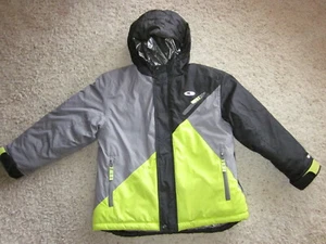 Kid's CHAMPION Polyester Jacket Hooded Gray, Black & Neon Green Size S (6-7) - Picture 1 of 6