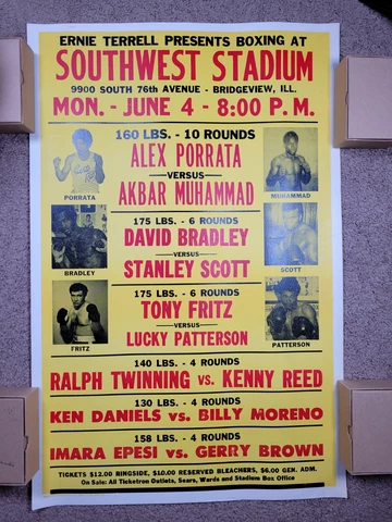 VINTAGE ORIG CHICAGO ERNIE TERRELL 1970S BOXING FIGHT POSTER (26X17") RARE Cover