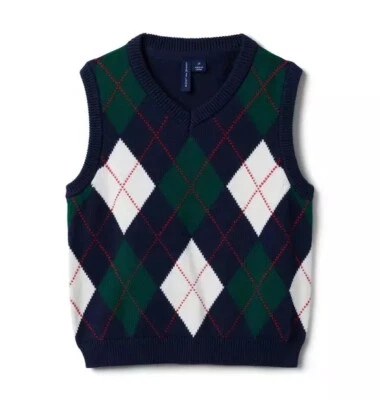 Worn Once Janie and Jack  Boys Argyle Sweater Vest Size 12 - Image 1 of 4