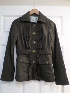 Tabitha Anthropologie Neu mit Etikett Oxer Rüschen Militärgrün Wolljacke Größe 2 - Bild 1 von 6