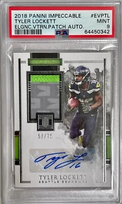 2018 Panini Impeccable Elegance Veteran Patch Autograph Tyler Lockett PSA MINT 9 - Image 1 of 2