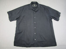 Tommy Bahama Shirt Adult Extra Large XL Black Silk Button Up Hawaiian Palm Camp
