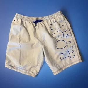 Hugo Boss Mens Swim Shorts L Grey Blue Beach Swimming 4 pocket lined - Picture 1 of 6