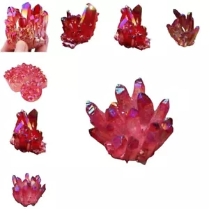 Natural Aura Red Titanium Geode Quartz Reiki Crystal Cluster Mineral Rough Stone - Picture 1 of 44