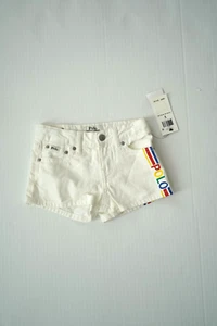 Polo Ralph Lauren Off White Girls Denim LOGO Shorts Size 5 - Picture 1 of 5