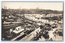 Constantinople Turkey Postcard New Bridge Landing Boat Steamer c1920s RPPC Photo