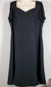 Alexandra Dillon Beaded Bodice Button Back Sheath Dress Size 18 BLACK Dress - Picture 1 of 16