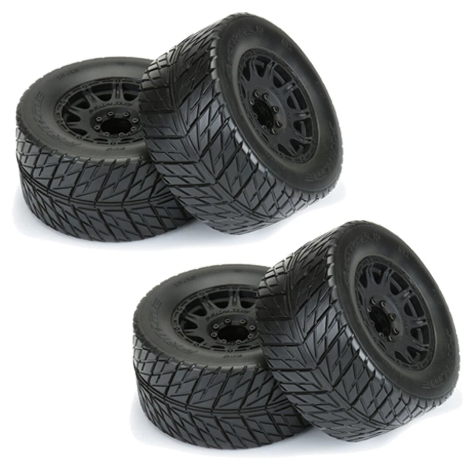 Pro-Line Street Fighter HP 3.8" Street BELTED Tires Mounted w/ Black Wheels (4) - Image 1 of 4