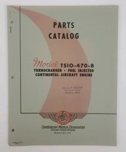 Continental Aircraft Engine Turbocharge TSIO-470-B Parts Catalog Aviation Book - Picture 1 of 9