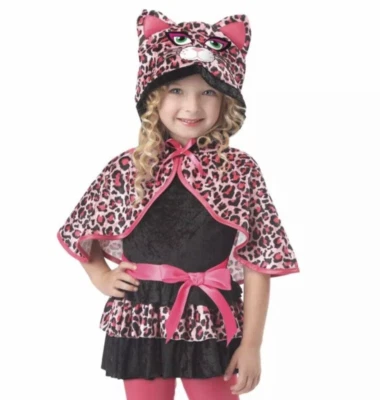 Toddler M Girls Pink & Black Leopard Cutesy KITTY CAT Halloween Costume SIZE 3-4 - Image 1 of 4