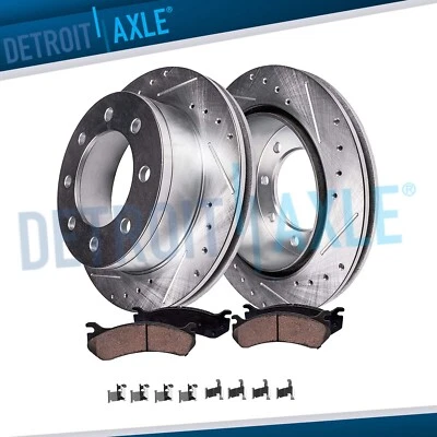 Front Drilled Rotors Brake Pads Set for 2011-2019 Silverado Sierra 2500 3500 HD - Image 1 of 4