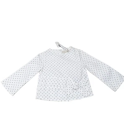 Zara Girls Soft Collection knotted long sleeves polka-dot shirt size 4 - Image 1 of 4