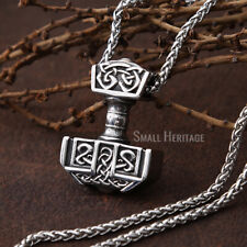 Thor Hammer Mjolnir Stainless Steel Necklace Norse Rune Amulet Viking Pendant
