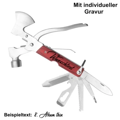 TOBILU® Multitool Personalisiert Gravur Axt Multifunktionswerkzeug Taschenmesser Hammer