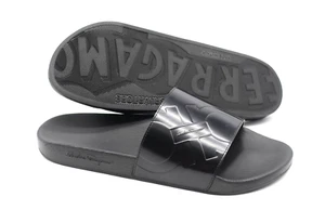 Mens SALVATORE FERRAGAMO 'Groove 2' Black Synthetic Slide Sandals Size US 11 - D - Picture 1 of 6