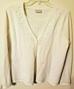 Suéter para mujer y2k Koret M blanco lentejuelas flores brillo 23 L 21 en la parte delantera - Imagen 1 de 12