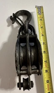 Vintage Double Pulley With Hook Anvil Mark #4 - Picture 1 of 7