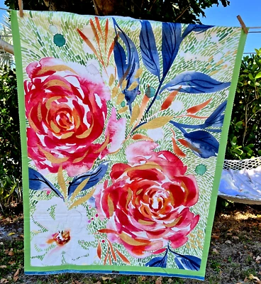 fabric panel watercolor MOODY BLOOM 32 x 42" quilt cotton Moda Dashing Darling - Image 1 of 4